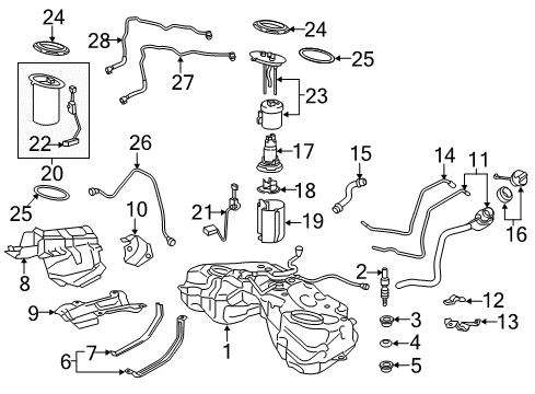 2014 Lexus IS250 Filters Fuel Filter Compatible Diagram for 23300-31140