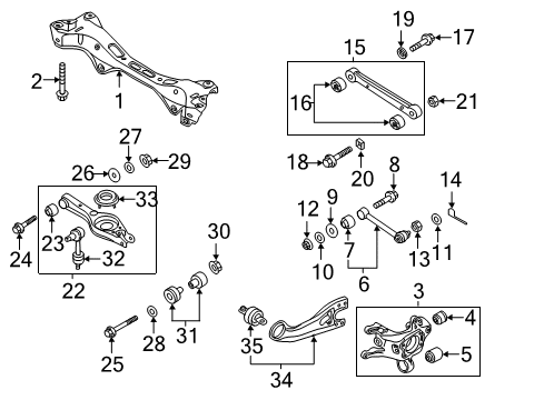 2014 Hyundai Sonata Rear Suspension, Lower Control Arm, Upper Control Arm, Stabilizer Bar, Suspension Components Bolt-Flange Diagram for 527122G000
