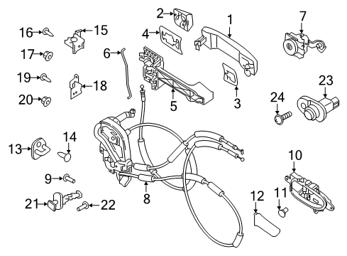 2019 Nissan Titan XD Switches Door Inside Handle Assembly, Left Diagram for 80671-3TA0D