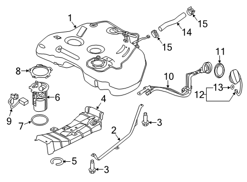 2016 Nissan Maxima Fuel Supply Fuel Tank Assembly Diagram for 17202-3TA0C