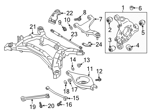 2010 Nissan 370Z Rear Suspension Components, Lower Control Arm, Upper Control Arm, Stabilizer Bar Rod Complete-Radius Diagram for 55110-JK000