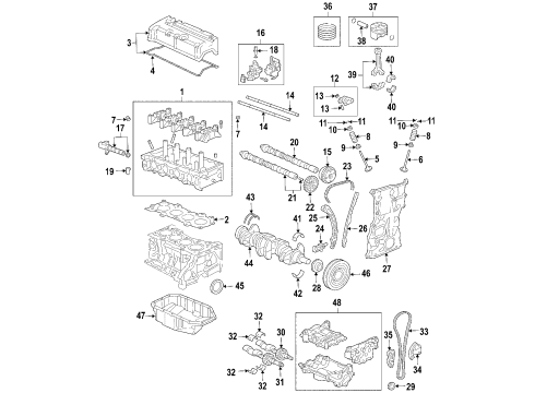 2006 Acura TSX Engine Parts, Mounts, Cylinder Head & Valves, Camshaft & Timing, Variable Valve Timing, Oil Pan, Oil Pump, Balance Shafts, Crankshaft & Bearings, Pistons, Rings & Bearings Spring, In. Valve (Light Blue)(Nippon Hatsujo) Diagram for 14761-PRB-A02