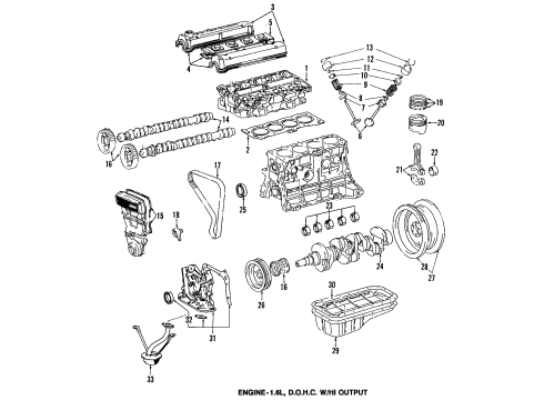 1992 Geo Prizm Engine Parts, Mounts, Cylinder Head & Valves, Camshaft & Timing, Oil Pan, Oil Pump, Crankshaft & Bearings, Pistons, Rings & Bearings Filter, Oil Diagram for 94851858