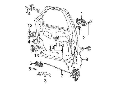 2000 Ford F-150 Front Door - Lock & Hardware Latch Assembly Diagram for 8L3Z-15219A65-AB