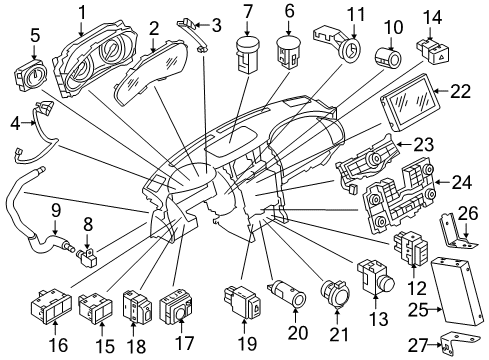 2018 Infiniti QX80 Instruments & Gauges Instrument Cluster Speedometer Assembly Diagram for 24820-6GW1B