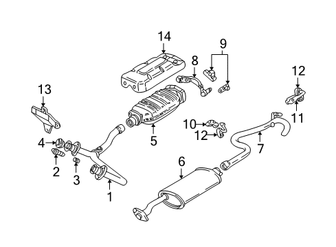 1999 GMC Sonoma Exhaust Components Exhaust Muffler Assembly (W/ Exhaust Pipe & Tail Pipe) Diagram for 15722093