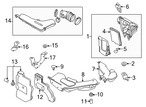 2016 Nissan Rogue Filters Air Duct Diagram for 16554-4BA1A