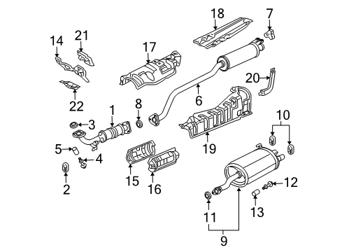 2004 Honda Civic Exhaust Components Muffler Set, Exhuast Diagram for 18030-S5P-A01