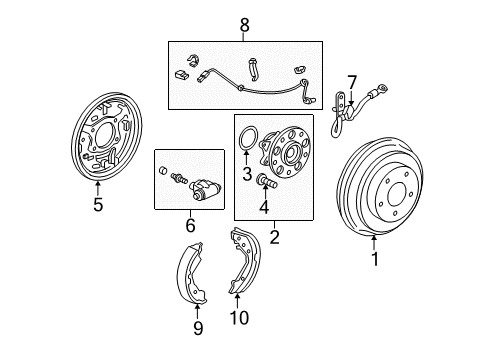 2006 Honda Civic Anti-Lock Brakes Cylinder Assembly, Rear Wheel Diagram for 43300-SNA-A01