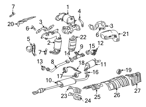 2006 Toyota Highlander Exhaust Components Exhaust Center Pipe Assembly Diagram for 17420-20350