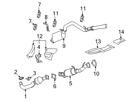 2008 GMC Sierra 3500 HD Exhaust Components Resonator & Pipe Diagram for 15876232