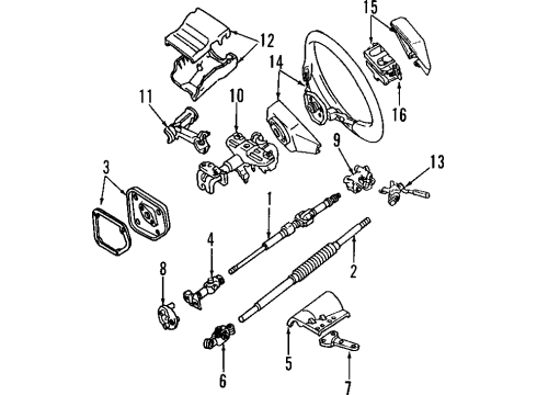 1990 Toyota Land Cruiser Steering Column, Steering Wheel & Trim Cap Diagram for 19101-61240