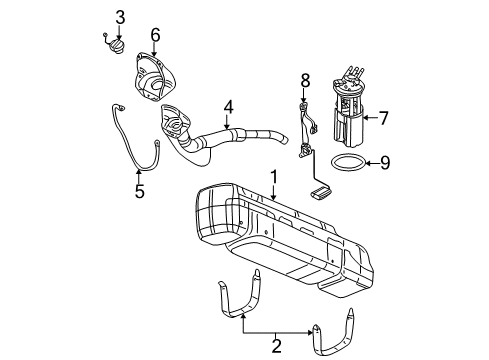 2006 Chevrolet Silverado 3500 Fuel System Components Fuel Tank Fuel Pump Module Kit Diagram for 19331306