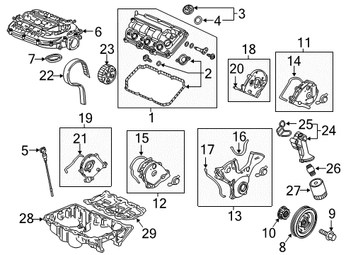 2018 Honda Odyssey Filters Element Assembly, Air Cleaner Diagram for 17220-5J6-A10