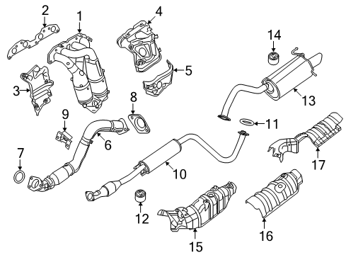 2010 Nissan Sentra Exhaust Components, Exhaust Manifold Exhaust, Sub Muffler Assembly Diagram for 20300-ET000