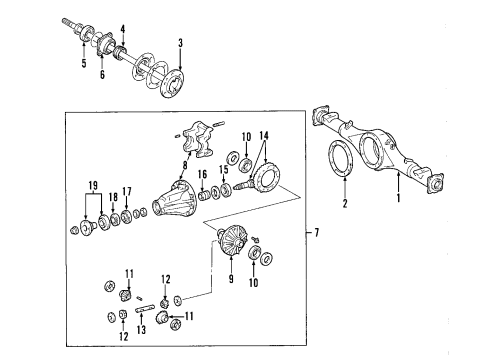 2005 Toyota Tacoma Rear Axle, Differential, Propeller Shaft Carrier Assembly Diagram for 41110-35A51