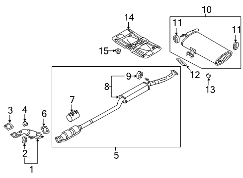 2018 Hyundai Tucson Exhaust Components Center Muffler Assembly Diagram for 28650-D3170