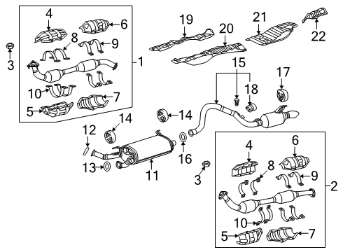 2017 Toyota Land Cruiser Exhaust Components Exhaust Center Pipe Assembly Diagram for 17420-38100