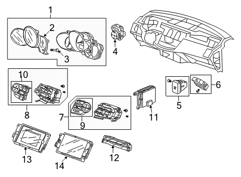 2011 Acura RDX Cluster & Switches, Instrument Panel Cpu Assembly, Automatic Air Conditioner Diagram for 79610-STK-A41