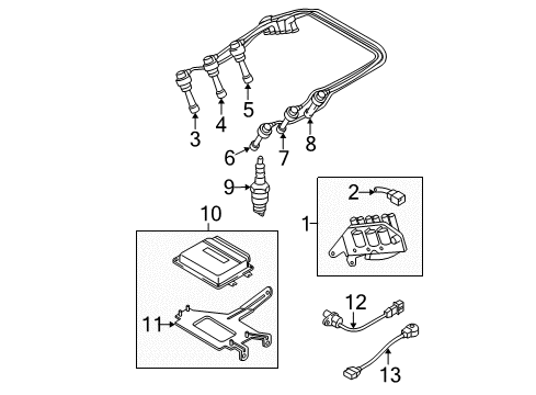 2009 Kia Sportage Ignition System Spark Plug Cable Assembly No.3 Diagram for 2744023700
