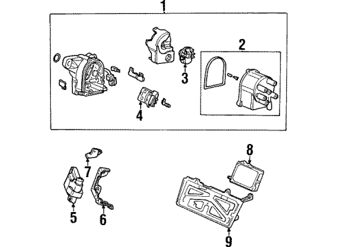 2001 Honda Prelude Powertrain Control Cap Assembly Diagram for 30102-PT3-A12
