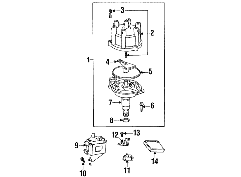 1997 Toyota Land Cruiser Powertrain Control Distributor Assembly Diagram for 19100-66020