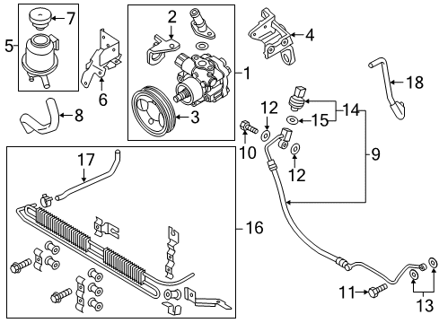 2015 Infiniti QX80 P/S Pump & Hoses, Steering Gear & Linkage Oil Cooler Assy-Power Steering Diagram for 49790-1V90A