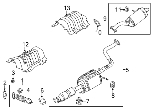2019 Kia Soul Exhaust Components Center Muffler Assembly Diagram for 28600B2310