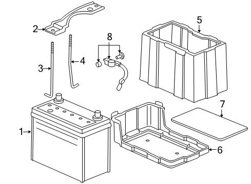 2004 Honda Accord Battery Box, Battery Diagram for 31521-SDA-A00