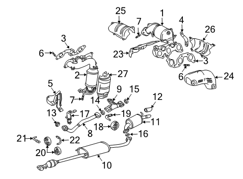2007 Lexus RX350 Exhaust Components Exhaust Center Pipe Assembly Diagram for 17420-0P070