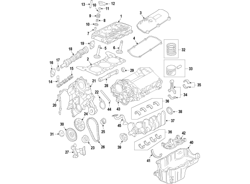 2008 Ford F-150 Engine Parts, Mounts, Cylinder Head & Valves, Camshaft & Timing, Oil Pan, Oil Pump, Balance Shafts, Crankshaft & Bearings, Pistons, Rings & Bearings Valve Guide Diagram for F6ZZ-6510-B