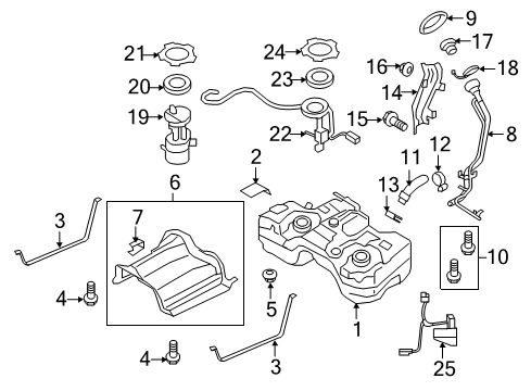 2012 Nissan Rogue Senders Clamp Diagram for 16439-JA00B