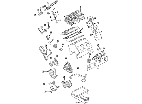 2003 Isuzu Axiom Engine Parts, Mounts, Cylinder Head & Valves, Camshaft & Timing, Oil Pan, Oil Pump, Crankshaft & Bearings, Pistons, Rings & Bearings Pulley Tensioner Diagram for 8-97136-256-1