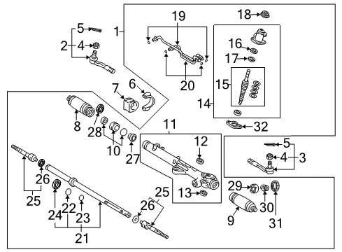 2003 Toyota Tundra P/S Pump & Hoses, Steering Gear & Linkage Inner Tie Rod Diagram for 45503-09240