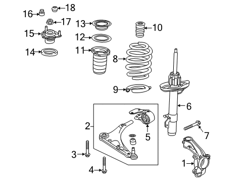 2022 Honda Pilot Front Suspension Components Shock Absorber Unit, Right Front Diagram for 51611-TG7-A01