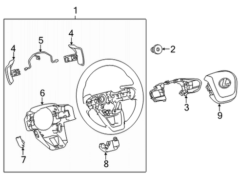 2022 Lexus NX350h Steering Wheel & Trim SWITCH ASSY, STEERIN Diagram for 84250-78180