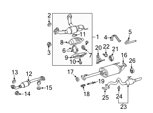 2005 Lexus GX470 Exhaust Components Exhaust Center Pipe Assembly Diagram for 17420-50260