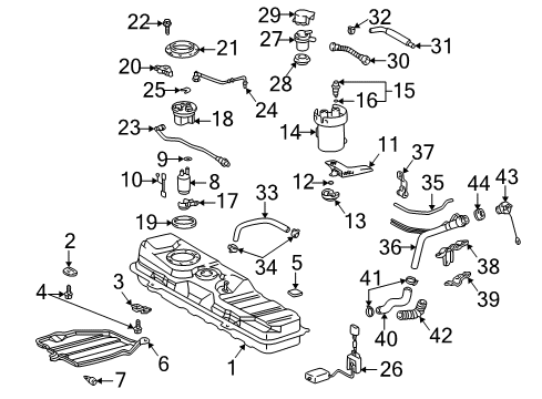 2001 Toyota MR2 Spyder Fuel Supply Filler Tube Clamp Diagram for 90460-37003