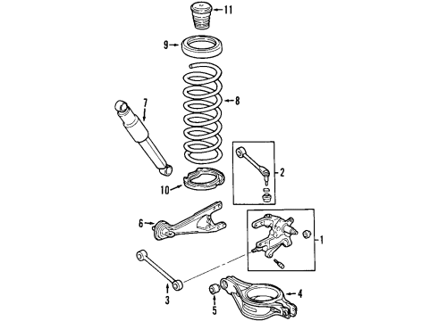 2006 Honda Odyssey Rear Suspension Components, Lower Control Arm, Upper Control Arm Shock Absorber Assembly, Rear Diagram for 52610-SHJ-A03