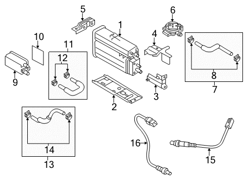 2013 Kia Optima Emission Components Canister & Holder Assembly Diagram for 314104R500