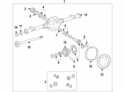 2021 GMC Savana 3500 Rear Axle, Differential, Propeller Shaft Differential Case Diagram for 23404628