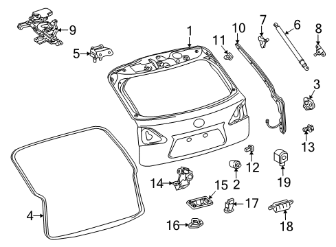2010 Lexus RX450h Lift Gate Stay Assy, Back Door Diagram for 68950-0E160