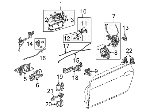 2003 Honda S2000 Switches Handle Assembly, Driver Side Inside (Medium Silver) Diagram for 72160-S2A-J01ZA