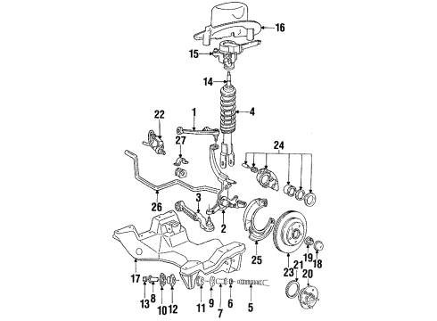 1991 Ford Thunderbird Front Brakes Knuckle Diagram for E9SZ3106A