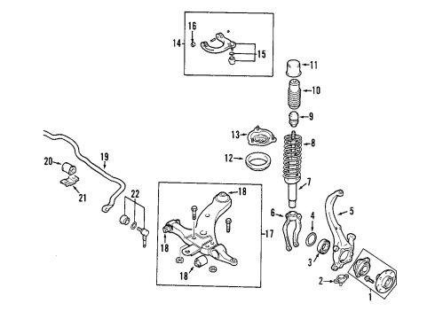 2006 Hyundai Sonata Front Suspension Components, Lower Control Arm, Upper Control Arm, Stabilizer Bar Ball Joint Assembly Diagram for 51760-3K000