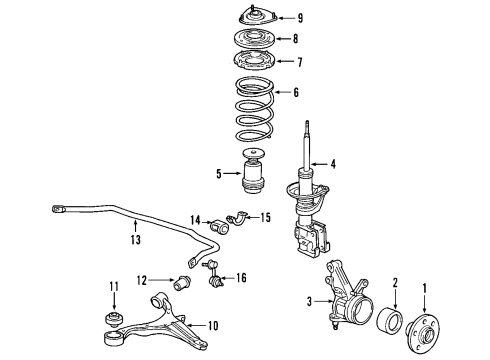 2011 Honda Element Front Suspension Components, Lower Control Arm, Stabilizer Bar Knuckle, Left Front Diagram for 51215-SCV-000