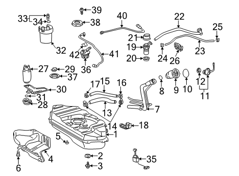 2002 Toyota Echo Fuel Injection Injector Insulators Diagram for 23291-41010