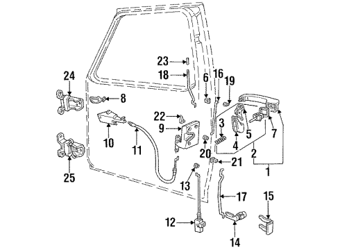 1993 Ford F-350 Front Door - Hardware Handle, Inside Diagram for E7TZ-1522601-A
