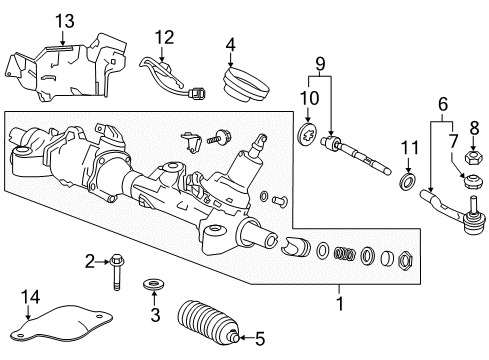 2020 Acura TLX Steering Column & Wheel, Steering Gear & Linkage End Complete, Tie Rod Diagram for 53560-T2A-A01