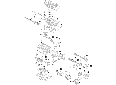 2014 Acura TL Engine Parts, Mounts, Cylinder Head & Valves, Camshaft & Timing, Oil Pan, Oil Pump, Crankshaft & Bearings, Pistons, Rings & Bearings, Variable Valve Timing Camshaft, Rear Diagram for 14200-RKG-A00